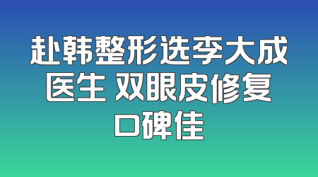赴韩整形选李大成医生 双眼皮修复口碑佳