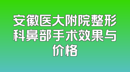 安徽医大附院整形科鼻部手术效果与价格