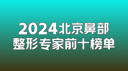 2024北京鼻部整形专家前十榜单