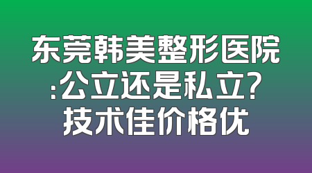 东莞韩美整形医院：公立还是私立？技术佳价格优