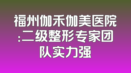 福州伽禾伽美医院：二级整形专家团队实力强