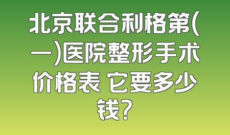 北京联合利格第(一)医院整形手术价格表 它要多少钱？