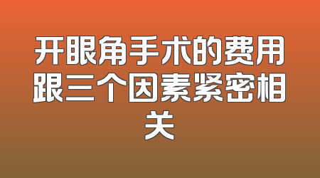 开眼角手术的费用跟三个因素紧密相关