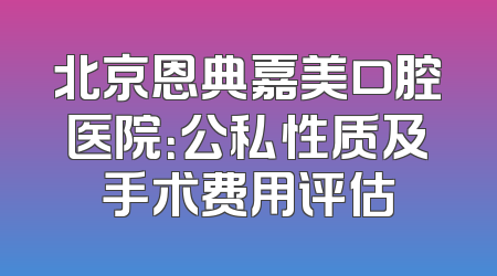北京恩典嘉美口腔医院：公私性质及手术费用评估