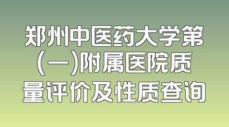 郑州中医药大学第(一)附属医院质量评价及性质查询