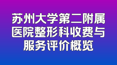 苏州大学第二附属医院整形科收费与服务评价概览