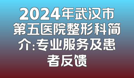 2024年武汉市第五医院整形科简介：专业服务及患者反馈