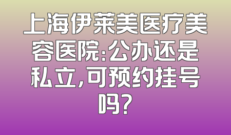 上海伊莱美医疗美容医院：公办还是私立，可预约挂号吗？