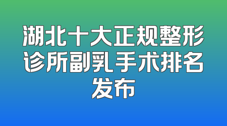 湖北十大正规整形诊所副乳手术排名发布