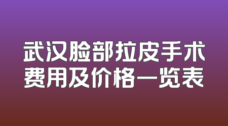 武汉脸部拉皮手术费用及价格一览表