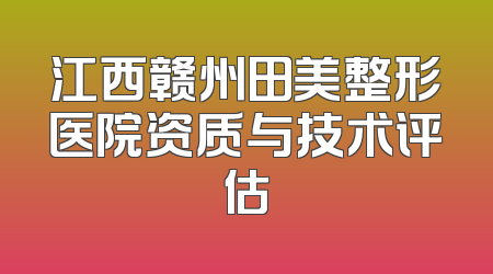 江西赣州田美整形医院资质与技术评估