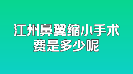 江州鼻翼缩小手术费是多少呢