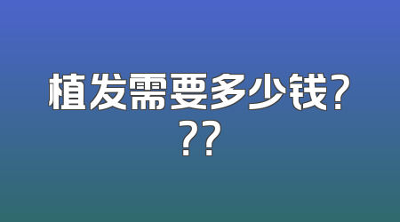 植发需要多少钱？？？