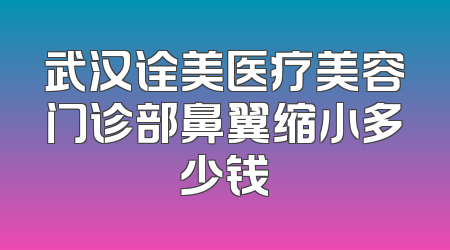 武汉诠美医疗美容门诊部鼻翼缩小多少钱