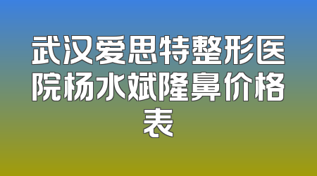武汉爱思特整形医院杨水斌隆鼻价格表