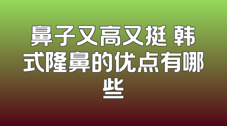 鼻子又高又挺 韩式隆鼻的优点有哪些