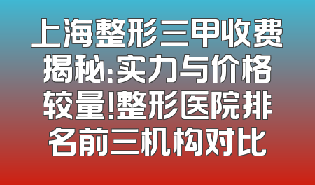 上海整形三甲收费揭秘：实力与价格较量！整形医院排名前三机构对比