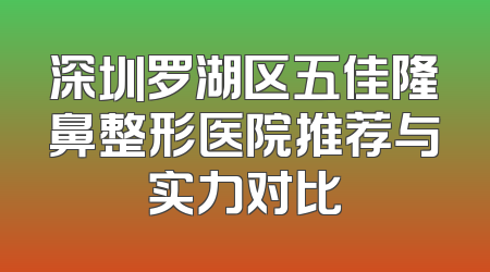 深圳罗湖区五佳隆鼻整形医院推荐与实力对比