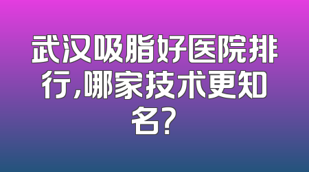 武汉吸脂好医院排行，哪家技术更知名？