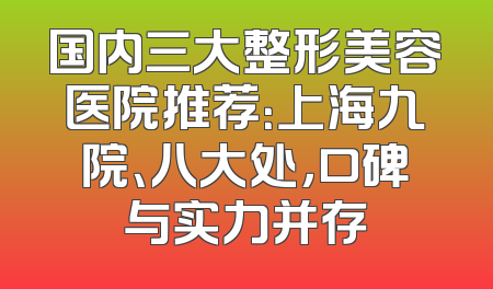 国内三大整形美容医院推荐：上海九院、八大处，口碑与实力并存