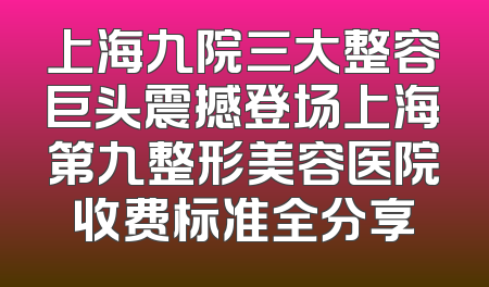 上海九院三大整容巨头震撼登场上海第九整形美容医院收费标准全分享