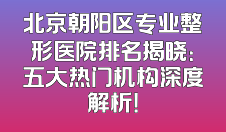 北京朝阳区专业整形医院排名揭晓：五大热门机构深度解析！