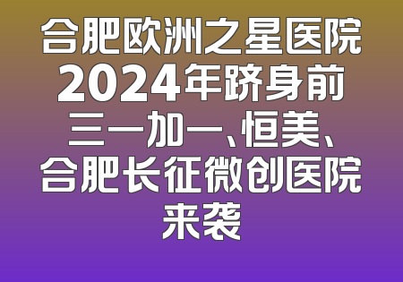 合肥欧洲之星医院2024年跻身前三一加一、恒美、合肥长征微创医院来袭