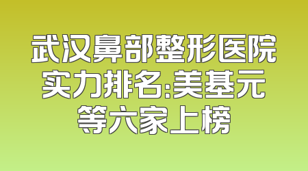 武汉鼻部整形医院实力排名：美基元等六家上榜
