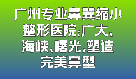 广州专业鼻翼缩小整形医院：广大、海峡、曙光，塑造完美鼻型
