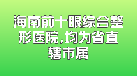 海南前十眼综合整形医院，均为省直辖市属
