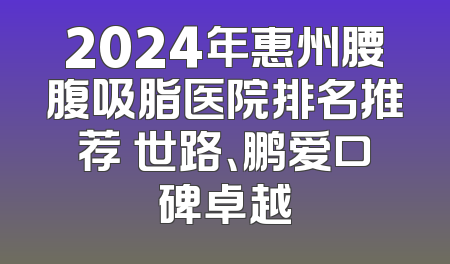 2024年惠州腰腹吸脂医院排名推荐 世路、鹏爱口碑卓越
