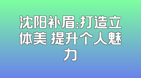 沈阳补眉：打造立体美 提升个人魅力