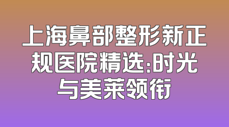 上海鼻部整形新正规医院精选：时光与美莱领衔