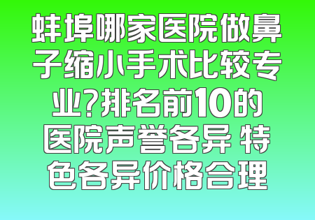 蚌埠哪家医院做鼻子缩小手术比较专业？排名前10的医院声誉各异 特色各异价格合理
