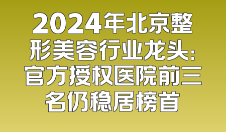 2024年北京整形美容行业龙头：官方授权医院前三名仍稳居榜首