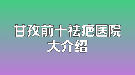 甘孜前十祛疤医院大介绍