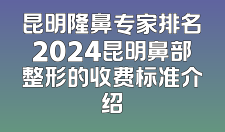 昆明隆鼻专家排名2024昆明鼻部整形的收费标准介绍
