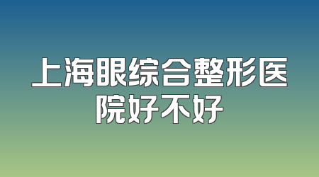 上海眼综合整形医院好不好