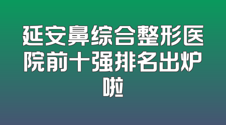 延安鼻综合整形医院前十强排名出炉啦