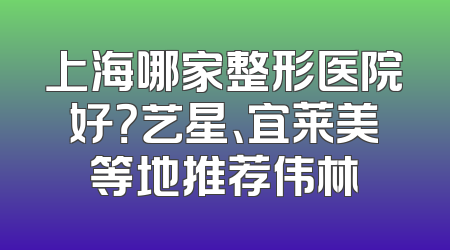 上海哪家整形医院好？艺星、宜莱美等地推荐伟林