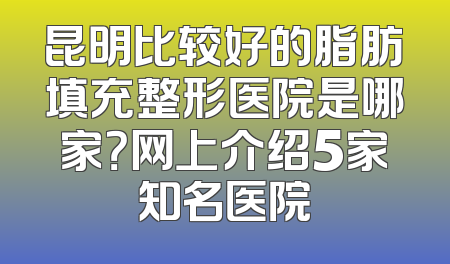 昆明比较好的脂肪填充整形医院是哪家？网上介绍5家知名医院