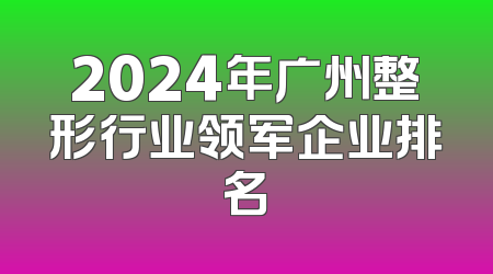 2024年广州整形行业领军企业排名