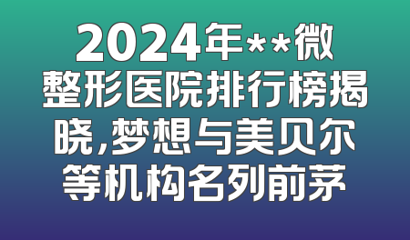 2024年**微整形医院排行榜揭晓，梦想与美贝尔等机构名列前茅