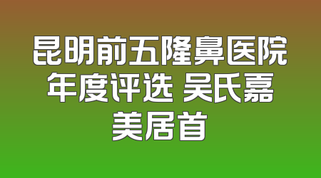 昆明前五隆鼻医院年度评选 吴氏嘉美居首