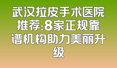 武汉拉皮手术医院推荐：8家正规靠谱机构助力美丽升级