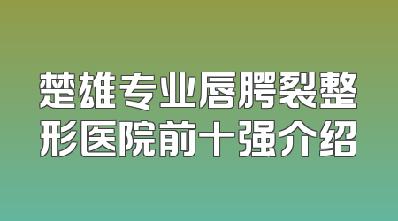 楚雄专业唇腭裂整形医院前十强介绍