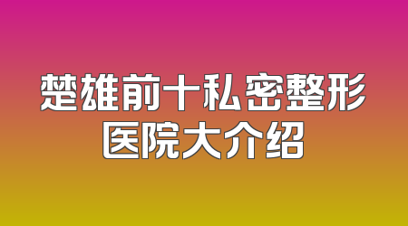 楚雄前十私密整形医院大介绍