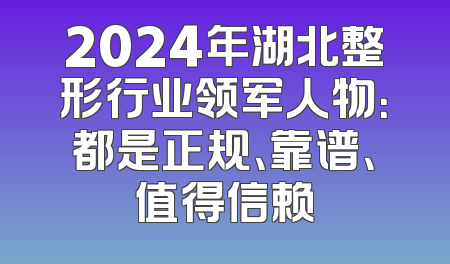 2024年湖北整形行业领军人物：都是正规、靠谱、值得信赖