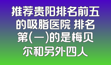 推荐贵阳排名前五的吸脂医院 排名第(一)的是梅贝尔和另外四人