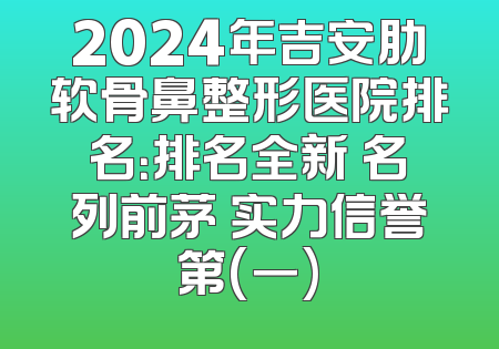 2024年吉安肋软骨鼻整形医院排名：排名全新 名列前茅 实力信誉第(一)
